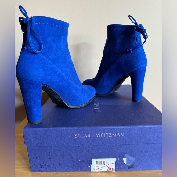 *SOLD* Stuart Weitzman Blue Suede Booties - Picture 5 of 9